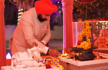 Governor lighting the lamp at the Raj Bhawan on the auspicious occasion of the consecration of Lord Shri Ram Lalla in Ayodhya.