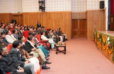 The Governor addressing the program organized on the occasion of the Foundation Day of Uttar Pradesh State at Raj Bhawan