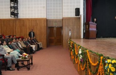 Governor watching the presentation of girl students on the occasion of Foundation Day of Uttar Pradesh State at Raj Bhawan