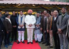 Governor meeting dignitaries including Chief Minister Pushkar Singh Dhami in the High Tea program organized at Raj Bhawan.;?>