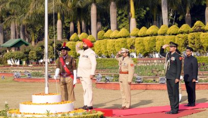 Governor hoisting the national flag at Raj Bhawan on the occasion of Republic Day.