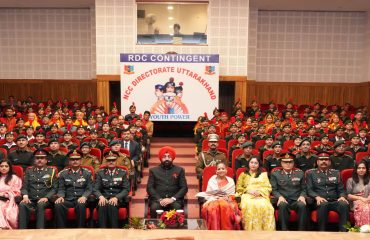 Governor watching the captivating presentations of cultural dance by NCC cadets.