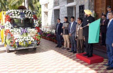Governor flagging off special publicity vehicles for the promotion of Vasanthotsav-2024.