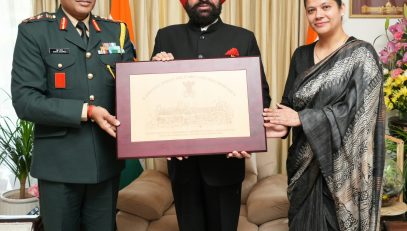 RIMC Commandant Colonel Rahul Aggarwal pays courtesy call on the Governor.