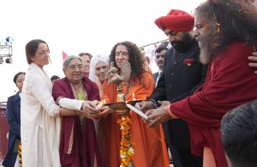 Governor participating in the 'International Yoga Festival-2024' organized at Parmarth Niketan, Rishikesh.