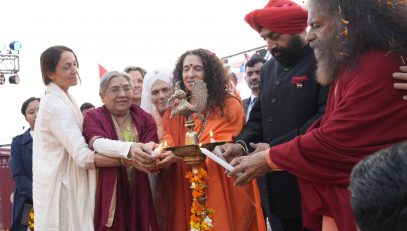 Governor participating in the 'International Yoga Festival-2024' organized at Parmarth Niketan, Rishikesh.
