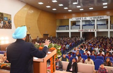 Governor addressing the farewell ceremony of 12th passing out cadets of Sainik School Ghodakhal, Nainital.