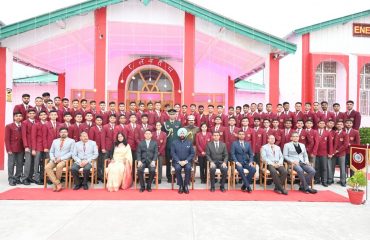 Governor with students at the farewell ceremony of 12th passing out cadets of Sainik School Ghodakhal, Nainital.
