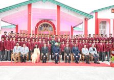 Governor with students at the farewell ceremony of 12th passing out cadets of Sainik School Ghodakhal, Nainital.;?>
