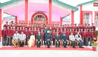 Governor with students at the farewell ceremony of 12th passing out cadets of Sainik School Ghodakhal, Nainital.