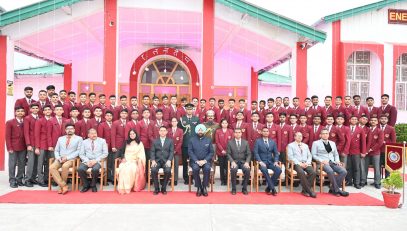 Governor with students at the farewell ceremony of 12th passing out cadets of Sainik School Ghodakhal, Nainital.