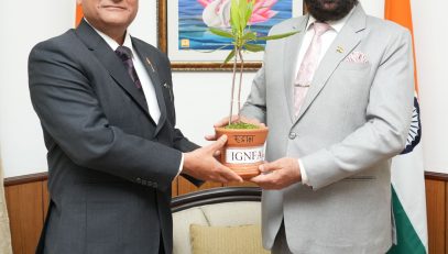 Dr. Jagmohan Sharma, Director, Indira Gandhi National Forest Academy, paying a courtesy call on the Governor.