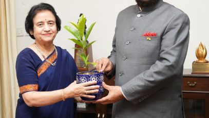 Director of AIIMS Rishikesh Prof. Meenu Singh paying a courtesy call on the Governor.