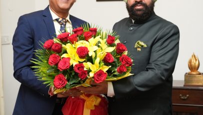 Graphic Era Hill University Vice Chancellor Prof. Sanjay Jasola meeting the Governor.