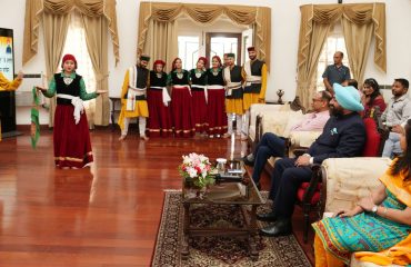 Governor watching the cultural presentations based on folk culture of the students.