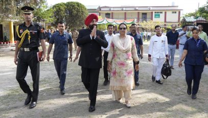 Governor Lt. Gen. Gurmit Singh (Retd) and First Lady Smt. Gurmit Kaur fulfilled their civic duty by casting their votes upon reaching the polling booth.