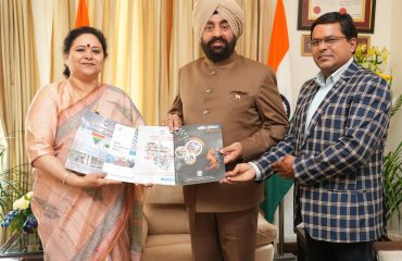 USERC Director Prof. Anita Rawat and scientist Dr. O.P. Nautiyal meeting and presenting the annual report to the Governor.