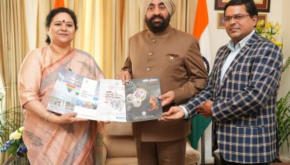 USERC Director Prof. Anita Rawat and scientist Dr. O.P. Nautiyal meeting and presenting the annual report to the Governor.