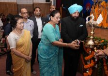 Hon'ble Governor inaugurating the programme organized on women's health checkup and cancer screening camp by lighting the lamp.;?>