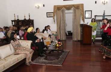 The Hon'ble Governor viewing the cultural program presented by the students of Sikkim at Raj Bhawan