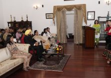 The Hon'ble Governor viewing the cultural program presented by the students of Sikkim at Raj Bhawan;?>