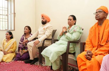 Hon'ble Governor meditating in the meditation room situated at Kakrighat, Almora.