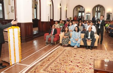 Hon'ble Governor addressing the Parivar Milan program at Raj Bhawan, Nainital.