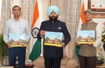 Hon'ble Governor releasing the “Vasantotsav-2024” coffee table book prepared by the Department of Horticulture and Food Processing at Raj Bhawan.