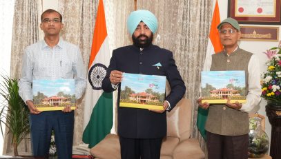Hon'ble Governor releasing the “Vasantotsav-2024” coffee table book prepared by the Department of Horticulture and Food Processing at Raj Bhawan.
