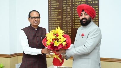 Governor paying a courtesy call on Rural Development and Agriculture & Farmers Welfare Minister, Shri Shivraj Singh Chouhan, in New Delhi.