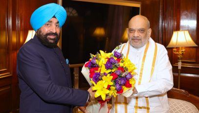 Governor paying courtesy call on Union Home Minister, Shri Amit Shah in New Delhi.