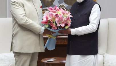 Governor paying courtesy call on Prime Minister Shri Narendra Modi in New Delhi.