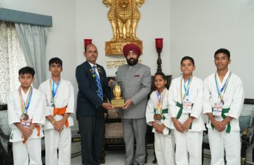 Hon'ble Governor with junior players from International Shito-Ryu Karate Organization of India.