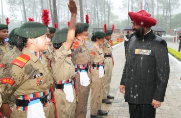 The Governor interacting with NCC cadets.