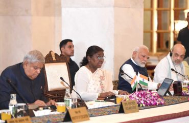 President Smt. Droupadi Murmu, Vice- President Shri Jagdeep Dhankhar, Prime Minister Shri Narendra Modi, Home Minister Shri Amit Shah on the occasion of Governors' Conference-2024.