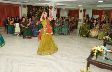 Women performing a captivating dance in the Teej competition on the auspicious occasion of “Hariyali Teej”.