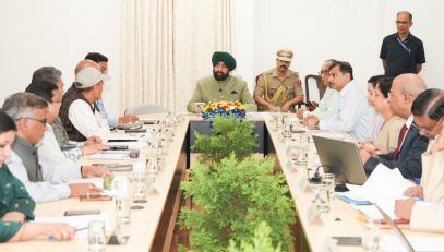 Hon'ble Governor holding a review meeting with the Vice-Chancellors of all state universities at Raj Bhawan.