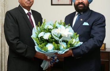 Newly appointed State Election Commissioner Shri Sushil Kumar meeting the Governor.