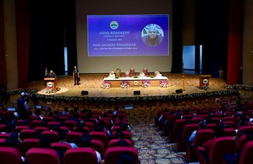 Vice President addressing students and faculty members at a programme organised at AIIMS Rishikesh.