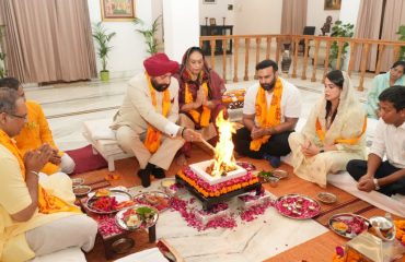 The Governor performing Havan at the Raj Bhawan.