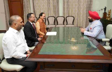 Chief Information Commissioner (in-charge) Shri Vivek Sharma, Information Commissioner Vipin Sharma and Information Commissioner Yogesh Bhatt paying courtesy call on the Governor.