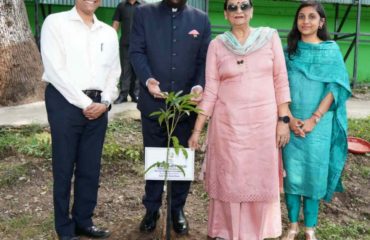 Governor and First Lady Smt. Gurmeet Kaur after planting a sapling under the campaign 