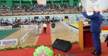 Governor addressing the 33rd Senior National Wushu Championship.;?>