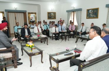 Governor meeting ex-servicemen at Raj Bhawan and discussing issues related to their welfare.