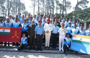 Governor with Navy and Air Force officers on the occasion of 'Vayuveer Vijeta' car rally.