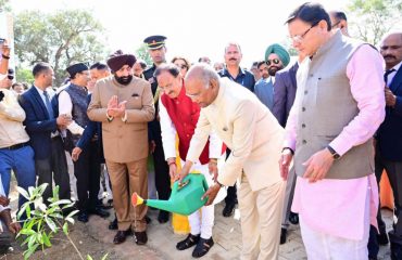 Former President planting a sapling on the occasion of the program.