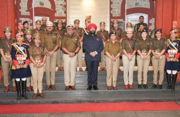 Governor with the parade commanders who led the parade on State Foundation Day.