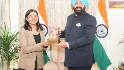 Young mountaineer Sheetal paying a courtesy visit to the Governor.