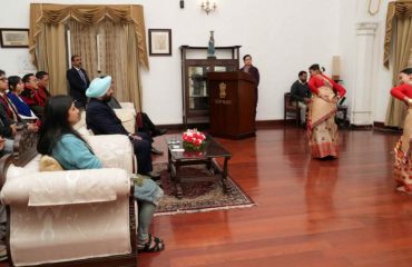 Governor watching the cultural program presented by students on the occasion of Nagaland and Assam State Foundation Day at Raj Bhawan.