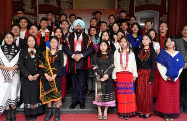 Governor with students on the occasion of Nagaland and Assam State Foundation Day.